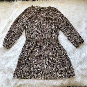 LRL Boho Sheer V-Neck Animal Print Dress